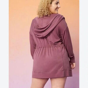 FABLETICS Women’s 1X  Leah Washed Tricot Funnel Neck Extra Long Hoodie Tunic